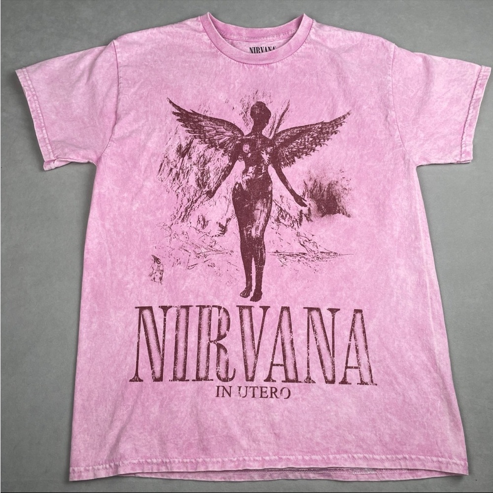 Nirvana Band T Shirt Unisex Adult M In Utero ‘93 Fairy Pink Acid Wash Grunge